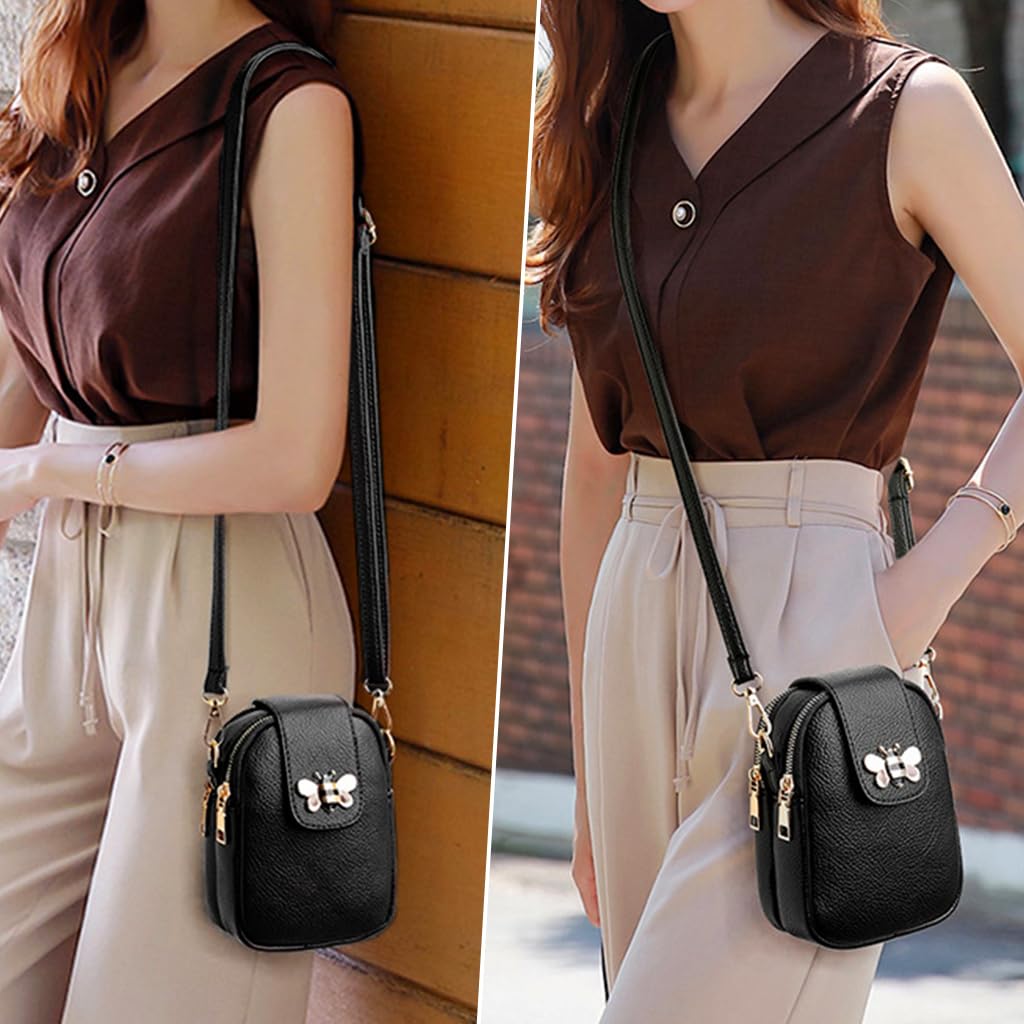 PALAY Small Crossbody Phone Bag for Women PU Leather Shoulder Bag, Classic Solid Color Women Purse Cross Body Bag, Practical Multi-Layer Zipper Pouch PALAY Small Crossbody Phone Bag for Women PU Leather Shoulder Bag, Classic Solid Color Women Purse Cross Body Bag, Practical Multi-Layer Zipper Pouch